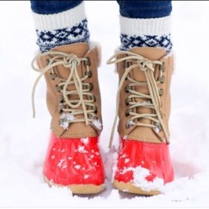 Sperry Topsider  For J. Crew Shearwater Rubber Boot with Wool Tan Orange 9